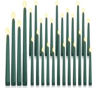 Rossesay 24 Pcs Flameless LED Taper Candles Battery Operated Candles 8.5'', 9.65'', 10.83'', 12.8'' Flameless Candlesticks Flickering for Halloween Christmas Church Wedding(Green)