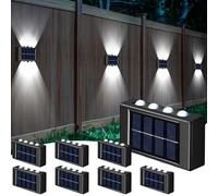 Rossesay 8 Pack Solar Wall Lights for Outside 6000K Cold Solar Fence Lights Up and Down LED Autumn Outdoor Decorative Waterproof Lamps Dusk to Dawn LED Lighting Wall Sconces for Outside Deck Garage