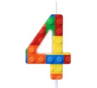 Rossesay Building Block Number 0-9 Birthday Cake Candle Numeral Birthday Sparkler Candles for Building Block Cake Topper for Party Decorations Supplies(Number 4)