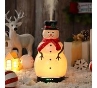 Rossesay Christmas Essential Oil Diffuser Gifts Ceramic Snowman Diffuser 120ml Holiday Diffuser for Essential Oil Cute Small Aromatherapy Humidifier Diffuser for Home Office Decorations