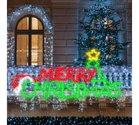 Rossesay Lighted Merry Christmas Sign Decoration Extra Large Green and Red LED Neon Pre Lit Display Outdoor Christmas Yard Decoration Garden Waterproof(Tree Style)