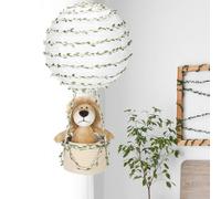 Rossesay Safari Hot Air Balloon Decor Handmade Jungle Hot Air Balloon Nursery Decor Lampshade Light Shade for Hanging Room Birthday Party Baby Shower Decorations Gift (Lion)
