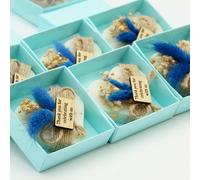Rossesie Heart Shaped Soaps 12-Pack, Blue Gift Box with Handmade Scented Mini Soaps for Baby Boy, Bridal and Wedding Party Favors, Thank You Wooden Tag, Baby Shower and Gender Reveal Souvenirs