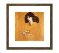 Rossetti La Donna Della Finestra Lady Pity Painting 8X8 Inch Square Wooden Framed Wall Art Print Picture with Mount Artery8 Brown One Size