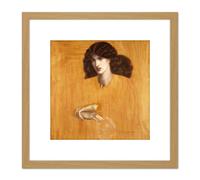Rossetti La Donna Della Finestra Lady Pity Painting 8X8 Inch Square Wooden Framed Wall Art Print Picture with Mount Artery8 Light Oak One Size
