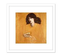 Rossetti La Donna Della Finestra Lady Pity Painting 8X8 Inch Square Wooden Framed Wall Art Print Picture with Mount Artery8 White One Size