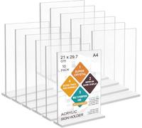 ROSSHINE A4 Acrylic Sign Holder, 10pack T-Shape Double-Side A4 Perspex Display Stand, Clear Poster Menu Holders for Office Shop Restaurant School