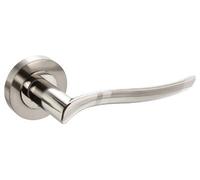 Rossi Twin Finish Door Handle Lever On Rose - Polished Chrome/Satin Chrome