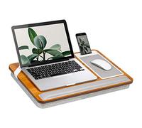 ROSSIE Home Premium Real Acacia Wood Lap Desk with Wrist Rest, Mouse Pad, and Phone Holder - Fits up to 15.6 Inch Laptops - Natural - Style No. 91726