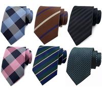 Rossika Pack of 4 or 6 Men's Classic Stripe Checks Jacquard Woven Tie Formal Party Neckties