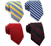 Rossika Pack of 4 or 6 Men's Classic Stripe Checks Jacquard Woven Tie Formal Party Neckties