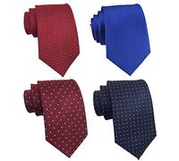 Rossika Pack of 4 or 6 Men's Classic Stripe Checks Jacquard Woven Tie Formal Party Neckties