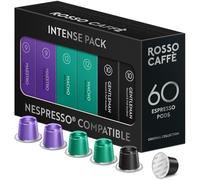ROSSO CAFFÈ 60 Nespresso Machine Compatible Capsules, “Extra Dark” Morning Coffee, 3 Premium Dark Roasts, Aluminium Coffee Pods, Compatible with Original Machines