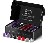 ROSSO CAFFÈ Nespresso Machine Compatible 80 Capsules Dark Roast Intense Pack, 4 Strong and Robust Flavors - Made in Italy