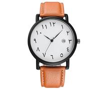 ROSSOM Men Watch New Arab Numbers Scales Men Watch Leather Watch with Calender Analog Quartz Clock