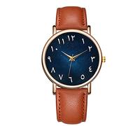 ROSSOM Men Watch New Arab Numbers Scales Men Watch Leather Watch with Calender Analog Quartz Clock