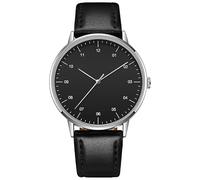 ROSSOM Men Watch No Logo Business Watch Japan Movement PU Leather Strap Thin Bezel Simple Design Minimalism