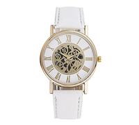 ROSSOM Men Watch Watch for Men PU Leather Band Hollowing Out Analog Alloy Quartz Wristwatch Male Clock