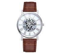 ROSSOM Men Watch Watch for Men PU Leather Band Hollowing Out Analog Alloy Quartz Wristwatch Male Clock