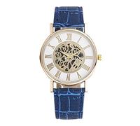 ROSSOM Men Watch Watch for Men PU Leather Band Hollowing Out Analog Alloy Quartz Wristwatch Male Clock