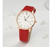 ROSSOM Men Watch Women Korean-Style Fashion Simple Casual Leather Watch Strap Quartz Wrist Watch A Number Wood Grain Small Dial Feminine Clock