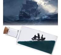 ROSSOM Unsinkable Black Pearl Pirate Ship in a Bottle Box, Boat Model Fluid Liquid Drift Bottle Visual Decorations Ornament Paperweight Desk Decor Gifts