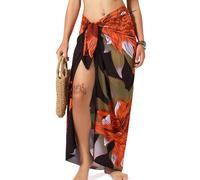 Rossopesca Women Beach Cover Up Boho Sarong Wraps for Womens Bikini Bathing Suit Swimsuit Swimwear Coverup Sarong Pareo, Orange Green Floral, One Size