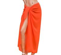 Rossopesca Womens Beach Sarong Chiffon Swimsuit Coverups Sheer Bikini Wraps for Swimwear Bathing Suit Cover Up, Orange, One Size