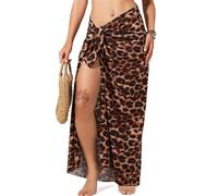 Rossopesca Womens Beach Sarong Chiffon Swimsuit Coverups Sheer Bikini Wraps for Swimwear Bathing Suit Cover Up, A-leopard, One Size