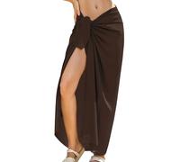 Rossopesca Womens Beach Sarong Chiffon Swimsuit Coverups Sheer Bikini Wraps for Swimwear Bathing Suit Cover Up, Coffee, One Size