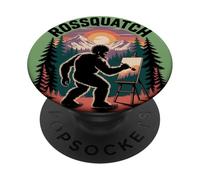Rossquatch Funny Hilarious Bigfoot Painting Canvas in Wild PopSockets Adhesive PopGrip
