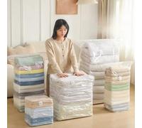 ROSSRORE 12-Piece No-Pump Vacuum Storage Bags for Home - Thickened Airtight Compression Bags for Winter Clothes Bedding Heavy-Duty Leakproof Design (XL/Jumbo Sizes)