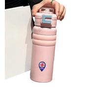 ROSSRORE 2.0 Sports Water Bottle with Straw, 0.6L -with a Carrying Loop. Anti-Slip Design - Stainless Steel - BPA-Free - Leak-Proof - Fits in Cup Holders - Dishwasher Safe Pink