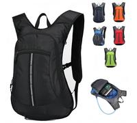 ROSSRORE Cycling Backpack 15L Lightweight Hydration Backpack with Helmet Holder & 2L Water Bladder Compatible, Breathable 3D Mesh Back Panel Water Resistant 0.79 lbs Rucksack for Hiking Bike Commuting