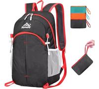 ROSSRORE Foldable Backpack 20L, Ultra Lightweight Packable Travel Daypack for Men Women Hiking Camping, Water Resistant Rucksack Folds into Pocket for Outdoor Sports Travelling (Black, 0.46lb)