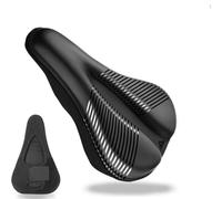 ROSSRORE Premium Gel Bike Seat Cushion Cover - Bicycle Saddle Cover for Men & Women, Spin & Road Bikes, Breathable & Waterproof Saddle Protector for Pain Relief, Indoor/Outdoor Use（11“x7”）Black