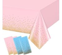 ROSSRORE Rectangular PVC Tablecloths Measuring 137 x 274cm,Perfect for Parties Graduation Ceremonies Ramadan Celebrations Baby Showers and Wedding Decorations 10-set Pink