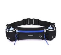 ROSSRORE Running Belt with 2x6oz Bottles Holde for Cycling Hiking | Running Bag with BPA-free Water Bottles Zero Bounce Machine washable with SBS zippers fits 29-42" hips(Blue)