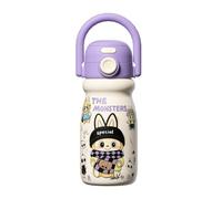 ROSSRORE Smart Temperature Display Kids Water Bottle 500ml - Stainless Steel Double-Lid Thermos with Straw & LED Touch Screen, BPA-Free Carry Bag Included, Leakproof for Ages 1-12 (Girls/Boys)