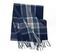 ROSSRORE Winter Tartan Scarf - Womens Oversized Plaid Blanket Scarf Warm Wool British Style Spinning Tassel Shawl Stole For Men Ladies British Blue