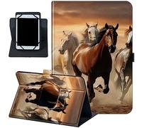 Rossy Universal 10.0 Tablet Case, Universal Case for 9.6-10.5 Inch Android Tablet, Slim PU Leather Stand Folio Shell Cover with 360 Degree Rotatable Kickstand Multiple Viewing,Running Horse