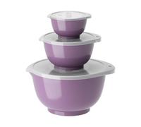 Rosti Margrethe Set of 3 Plastic Mixing Bowls - 3 Lids Included - Airtight Salad Bowls - Airtight Salad Bowls - 0.25 Litre, 0.75 Litre and 3 Litre, Lavender