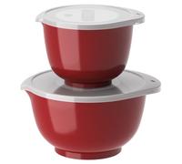 Rosti Margrethe Mixing Bowl Set, 4-Piece with 2 Mixing Bowls and 2 Lids, Recyclable Plastic Dough Bowl, 1.5 Litre and 3 Litre, Red