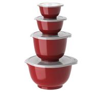 Rosti Margrethe Set of 4 Plastic Mixing Bowls, Includes 4 Lids, Airtight Salad Bowls, Airtight Salad Bowls, 0.25 L, 0.5L, 1.5 Litre and 3 Litres, Red