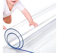 RostiKong 36 x 96 Inch Clear Table Furniture Protector Transparent Plastic Tablecloth Liner Waterproof Heat Resistant Protective Desk Mat Pad PVC Wooden Coffee Accent Dinner End Conference Table Cover