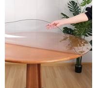 RostiKong 56 Inch Round Clear Table Cover Plastic Vinyl Circle Tablecloths Furniture Desk Table Screen Sheet Liner Runner Protector Waterproof Protective Cocktail Dinner Dresser Table Topper Pad Mat