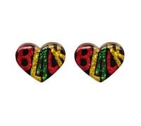 ROSTIVO Acrylic Heart Stud Earrings for Women - Colorful Black Pride Love Design, Lightweight & Stylish Pan-African Colors Jewelry