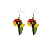 ROSTIVO African Map Acrylic Dangle Earrings for Women, Rasta Colors Ethnic Statement Jewelry, Cultural Heritage Gift for Black History Month Juneteenth Kwanzaa