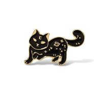ROSTIVO Celestial Black Cat Enamel Pin - Starry Moon Planet Cats Lapel Brooch for Men Women, Novelty Cat Pin for Backpacks Jackets Hats