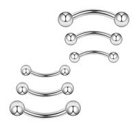 ROSTIVO Eyebrow Piercing Jewelry for Women and Men Stainless Steel Stud Ear Lip Nipple Belly Button Ring Rook Helix Conch Daith Piercing 16 Gauge 3mm Ball Vertical Labret Lip Jewelry 6 PCS